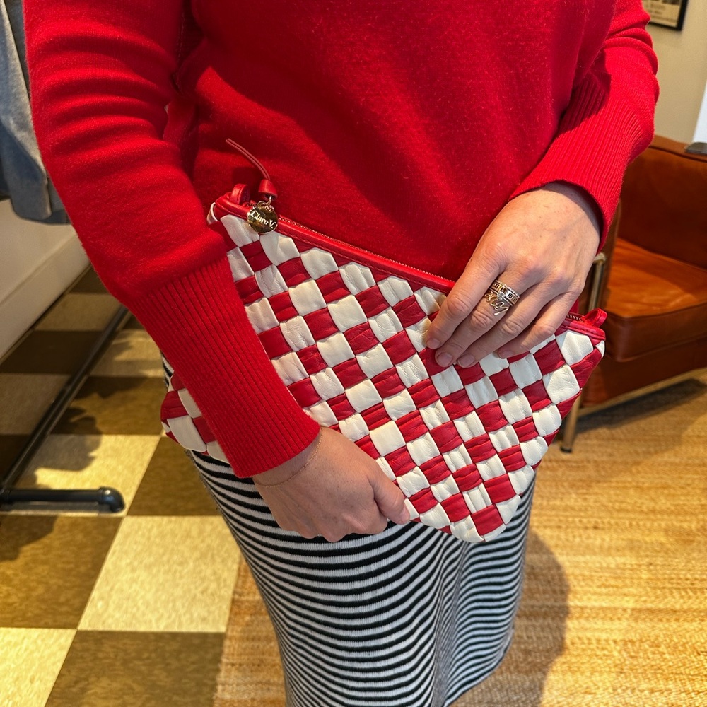 NWT Clare V. Woven Flat Clutch with Tabs